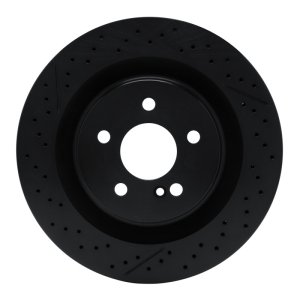 Mercedes-Benz CLK63 AMG Brake Rotor (1) - Rear - R1 Concepts - Drilled & Slotted - Black - `05-`11